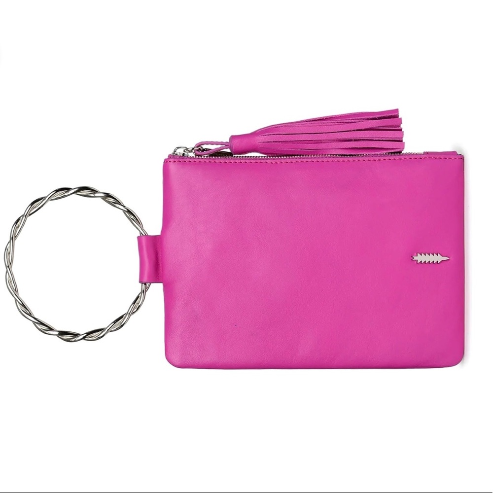 🆕THACKER Nolita Clutch Twisted FUSCHIA Leather NWT 💖